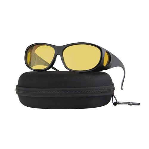 Night Driving Glasses Anti Glare Polarized Night Vision Yellow Tint Night Driving Glare Reducing Fit Over Driving Sunglasses Men and Women