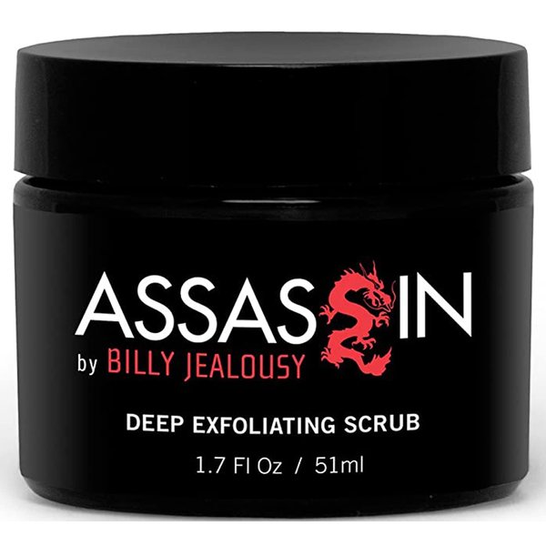 Billy Jealousy Assassin Deep Exfoliating Scrub, Mens Daily Facial Cleanser with Walnut, Almond and Vitamin E, Moisturizing Face Product for Dry and Oily Skin, 1.7 Fl Oz