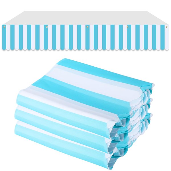 3 Pieces Awning Wall Decorations Blue and White Balloons Ice Cream Awning French Cafe Themed Party Decorations for Birthday Backdrop Decor (Blue and White)