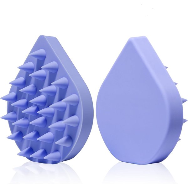 Catii Scalp Massager Hair Growth 2 Pack Soft Silicone Scalp Scrubber for All Hair Type, Wet Dry Hair Scalp Massager for Dandruff Removal Blue