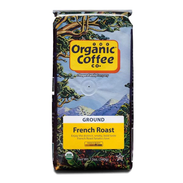 The Organic Coffee Co. Ground Coffee - French Roast (12oz Bag), Dark Roast, USDA Organic