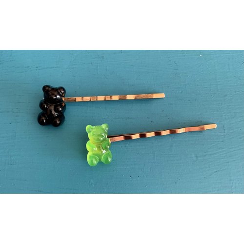 Colorful Gummy Bear Hair Pin Bobbies - Gummi Candy Rainbow Hair Pins Bobby Pins Set of 2