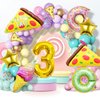 7pcs Pizza Balloons, Pizza Birthday Number Mylar Foil Balloon Pizza Slice Party Supplies Pizzaria Birthday Decorations (3rd)
