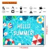 Sensfun Hello Summer Pool Party Backdrop Tropical Swimming Ring Balls Hawaiian Birthday Photography Background Boy Girls Baby Shower Party Supplies Aloha Luau Decorations Banner Photobooth Props 7x5ft
