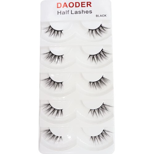 DAODER False Eyelashes Half Lashes Wispy Cat Eye Faux 3D Mink Lashes Natural Look Soft Handmade Wispies 7-15mm Eye Lashes For Eye Makeup 5 Pairs (Half Lashes 04)