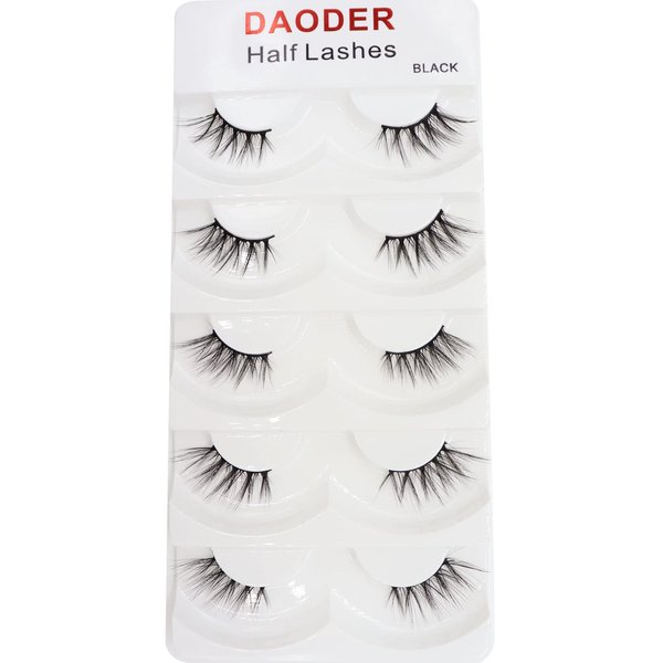 DAODER False Eyelashes Half Lashes Wispy Cat Eye Faux 3D Mink Lashes Natural Look Soft Handmade Wispies 7-15mm Eye Lashes For Eye Makeup 5 Pairs (Half Lashes 04)