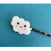 Kawaii Cloud Dollhouse Miniature Bobby Pin Hair Barrette - Smiling Cloud Jewelry - Gift for Her - Blushing Cloud - Rainbow Jewelry - Cute