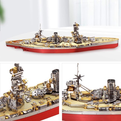 Piececool 3D Metal Puzzle Warship Model Kits, Fuso Battleship Military Watercraft Model Building Kits for Adults, DIY 3D Brain Teaser Puzzle Toys for Famliy Time, Great Gift-330 Pcs