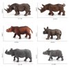 6 PCS Rhinoceros Wild Animal Model Figures Dicerorhinus Sumatrensis Figurines Family Party Favors Supplies Cake Toppers Decoration Set Toys for 5 6 7 8 Years Old Boys Girls Kid Toddlers