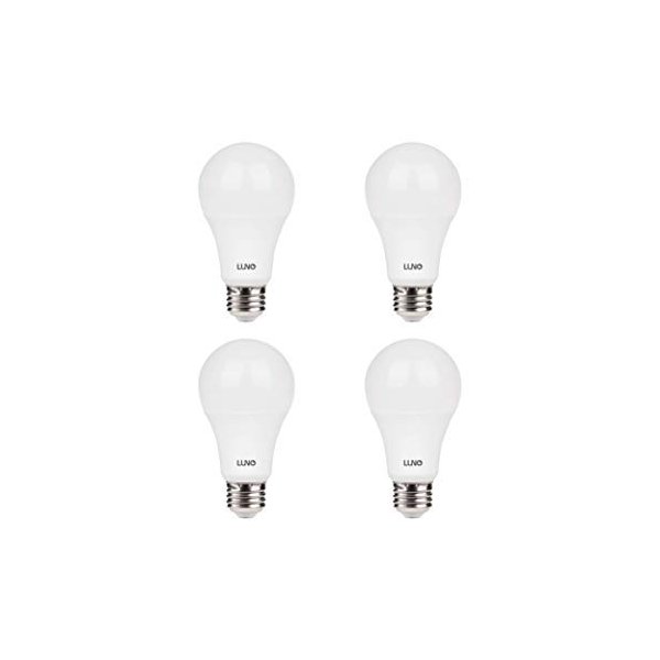 LUNO A19 Dimmable LED Bulb, 11W (75W Equivalent), 1100 Lumens, 4000K (Neutral White), Medium Base (E26),UL & Energy Star (4-Pack)