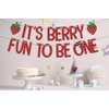 It's Berry Fun to be One Banner, Strawberry 1st Birthday Decorations, Berry Sweet One Baby Shower Decoration, First Baby Girls One Year Old Birthday Party Supplies Red Green