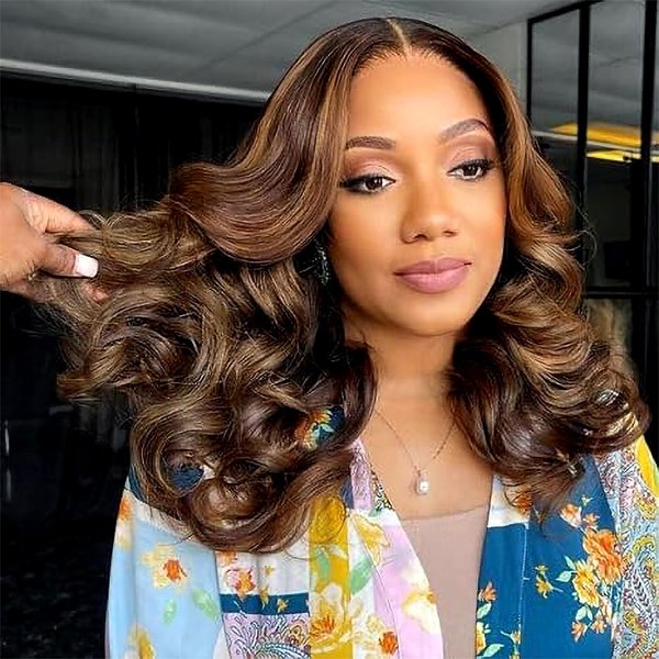 Tendersse Ombre Lace Front Wigs Human Hair Pre Plucked with Baby Hair 13x4 Loose Body Wave Bouncy Curly Wig 250% Density Double Drawn Glueless Brazilian Human Hair Wigs for Black Women 22 Inch P4/30