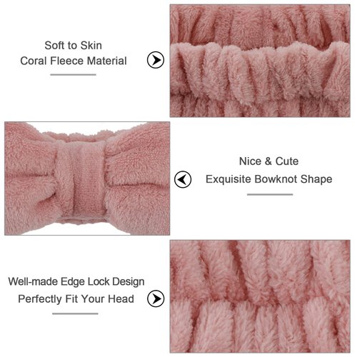 Ondder 8 Pack Spa Headband for Washing Face Makeup Skincare Headbands Bowknot Facial Headbands Fluffy Shower Spa Cosmetic Face Wash Headbands Head Bands for Washing Face for Women Girls