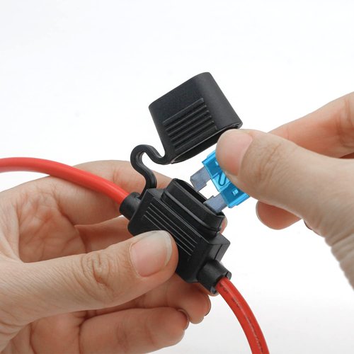 Fuse Holder ATC/ATO, 4 Packs in-Line Automotive Blade Fuse Holder with 24PCS Standard Car Fuses, 15A 20A 25A 30A 35A 40A Automotive Replacement Fuses (10 Gauge)