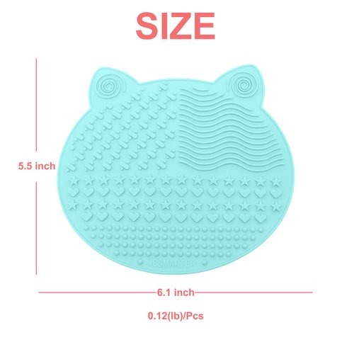 [2-Pack] Makeup Brush Cleaning Mat, Cute Cat Ear Design Silicone Portable Brush Cleaner Pad Washing Tools with Suction Cups [US Patent Registered] (Pink+Green)
