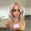 oulaer Blonde Highlight Wig Short Wavy Wig 13x6 Invisible Lace Front Wig 27/613 Loose Wave Human Hair Wig Pre Plucked HD Lace Wig Short Bob Wigs Bleached Knots 150% Density 10Inch