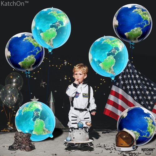 KatchOn, Globe Balloons for Globe Decorations - Big 22 Inch, Pack of 6 | Earth Balloons for Around The World Decorations | World Balloons for Bon Voyage Party Decorations, Travel Party Decorations