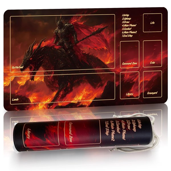 MTG Playmat TCG DND Game Mat Card Game Play Mat, Locking Edge Design, Non-Slip and Durable (Dragon 4)