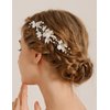 Teyglen 3Pcs Leaf Bride Wedding Hair Comb and Gold Leaf Pearl Hair Pins Comb Floral Flower Headpiece Wedding Hair Accessories Jewelry for Women (Silver)
