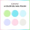 CANNI 6Pcs 9ml Hema-Free Gel Nail Polish Set- Green Blue Purple Pink Off-white Colors Gel Polish Kit, Soak Off LED Nail Gel Manicure Kit DIY at Home Salon Gifts for Women Girls