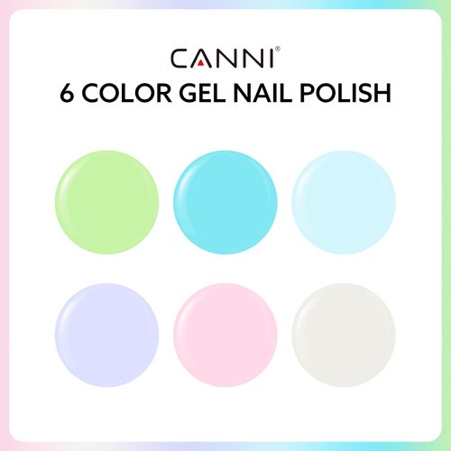 CANNI 6Pcs 9ml Hema-Free Gel Nail Polish Set- Green Blue Purple Pink Off-white Colors Gel Polish Kit, Soak Off LED Nail Gel Manicure Kit DIY at Home Salon Gifts for Women Girls