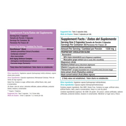 Stemtech StemRelease3 & StemFlo Combo Pack | Supports Stem Cell Renewal, Circulation, Detox & Cardiovascular Health | with SE3, Fucoidan, Curcumin, AFA Extract & Enzymes | 30 Servings