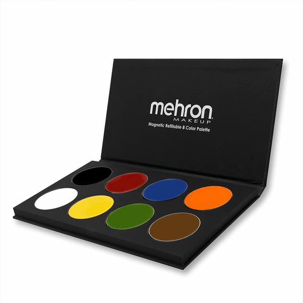 Mehron Makeup Paradise Makeup AQ 8 Color Basic Palette | Magnetic Refillable Body Paint & Face Paint Palette | Professional Water Activated Makeup for Costumes, SFX, Halloween, & Cosplay