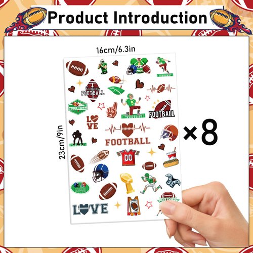 Gameza Football Tattoos - 240+ Football Temporary Tattoos Football Themed Party Favors Supplies Touch Down Party Favors Decorations Kids Fake Football Tattoos Temporary Face Tattoos Boys