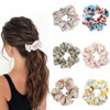 Jewemia Hair Scrunchies for Women Floral Hair Scrunchie Elastic Rubber Bands Chiffon Hair Scrunchies for Thick Curly Hair Flower Hair Ties Hair Accessories Gifts for Women and Girls 6 Pcs