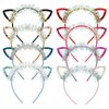 WHAVEL Cat Ears Headband 8 PCS Cat Ears Shiny Sequin Cat Ears Cute Cat Headband