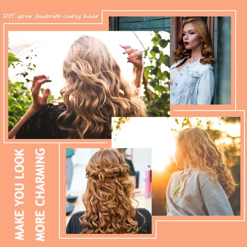 60 Pieces Flexible Curling Rods Twist Foam Flexi Rods No Heat Hair Rods Hair Rollers and Steel Pintail Rat Tail Comb for Long Hair Short Hair Women Girls (9.45 x 0.31, Orange)