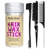 Dolahair Hair Wax Stick for Flyaways, Kids & Women's Hair - Hair Bun Maker, Slick Back Brush, 3 Pcs Set (1 Wax + 3 Brushes)