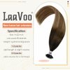 LaaVoo 22" Nano Bead Hair Extensions Human Hair Ombre Darkest Brown Fading to Medium Brown and Ash Blonde Real Hair Nano Micro Ring Extensions Nano Tip Human Hair Extensions Straight 1g/strand 50g