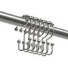 Maytex Shower Curtain Hooks, Shower Curtain Rings, Rust-Resistant Decorative Double Roller Glide Shower Hooks, Shower Rings for Bathroom Shower Rods, Curtains, Liners, Set of 12, Brushed Nickel