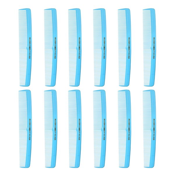 Allegro Combs #415 - Combs Set 12 Count Pocket Combs for Men and Women Hair Stylist Barber Tools for Cutting Styling USA (Baby Blue)
