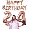 24th Birthday Decorations Party Supplies, Jumbo Rose Gold Foil Balloons for Birthday Party Supplies,Anniversary Events Decorations and Graduation Decorations Sweet 24 Party,24th Anniversary
