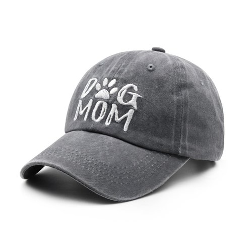 Waldeal Women's Adjustable Embroidered Dog Mom Hat Denim Baseball Cap Puppy Owner Gift Grey