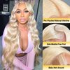 SKVWTIM 613 Lace Front Wig Human Hair Body Wave Blonde 13x4 HD Transparent Lace Front Wigs Pre Plucked with Baby Hair 180% Density 24 Inch 613 Blonde Human Hair Wigs for Women Natural Hairline