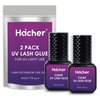 HAICHER UV Lash Glue for Eyelash Extensions, Curing 1-2 Sec Drying Time, Extreme Retention 7-9 Weeks, Lash Adhesive for UV Light Professional Use Only (5ml/2 Pack)