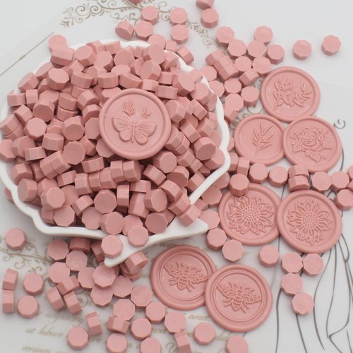 360pcs Dusty Rose Sealing Wax Beads, Andotopee Premium Wax Seal Beads for Stamp Seals, Octagon Wax Sealing Pellets Refill Pack for Wax Seal Kit, Wedding Invitation, Letter Envelope Seal, DIY Crafts