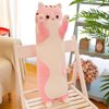 shangman Lovely Plush Cat Doll Cute Cartoon Soft Stuffed Kitten Long Throw Sleeping Pillow Doll Toy Gift for Kids Girlfriend Multiple Size (Pink,50cm/19.6in)