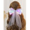 JONKY Light Up Bow Hair Clips Veil Hair Barrettes Led Bows Headdress Bowknot Hairpin Short Tulle Party Hair Accessories for Women and Girls