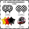 Glimin 48 Pcs Dirt Bike Balloons Party Decorations Motocross Race Car Theme Checkered Flag Helmet Wheel Tire Foil Balloon Birthday Party Decor for Girl Boy Dirt Bike Sports Racing Party Supplies
