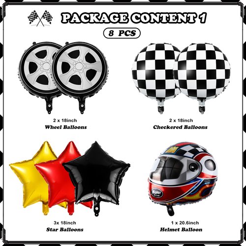Glimin 48 Pcs Dirt Bike Balloons Party Decorations Motocross Race Car Theme Checkered Flag Helmet Wheel Tire Foil Balloon Birthday Party Decor for Girl Boy Dirt Bike Sports Racing Party Supplies