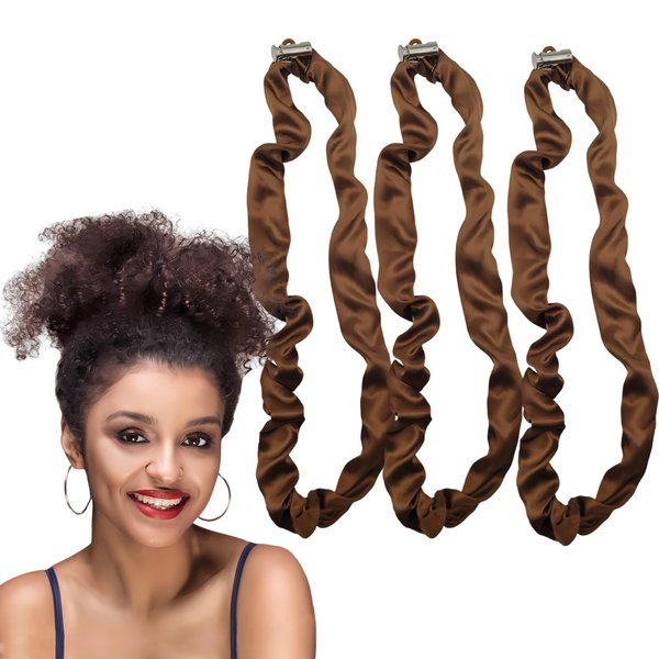 3PCS Hair Scrunchies Silk Adjustable High Elasticity Hair Ties Durable Soft Elastic Hair Rubber Bands Black Hair Ties Ponytail Holders for Women Girls Brown