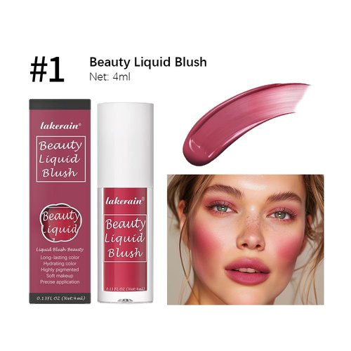 Beauty Liquid Blush for Cheeks with Natural Matte Finish, Soft Cream Face Blush, Moisturizing Lightweight Blendable Feel, Long-Lasting (#1 Creamy Berry, 4ml)