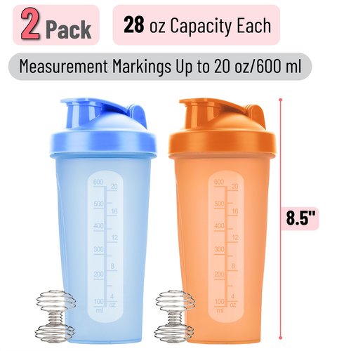 Mr. Pen- Shaker Bottles for Protein Mixes, 28 oz, 2 Pack, Protein Shaker Bottle with Wire Whisk Ball, Shaker Cup, Mixer Bottle, Protein Shake Bottles, Protein Bottle, Protein Shake Bottle