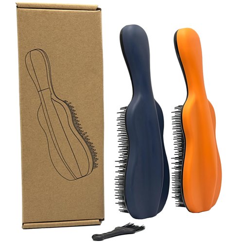 WYNK Hair Brush Detangler for Adults & Kids，Detangling Comb Hair Styling Tools & Appliances for Natural/Wavy/Curly/Coily/Wet/Dry/Oil/Thick/Straight/Long Hair (2 Pack, Dark Blue + Orange)