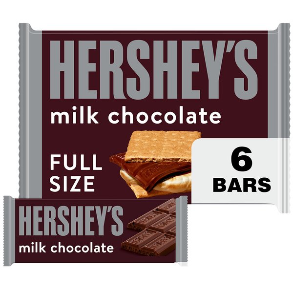 HERSHEY'S Milk Chocolate Full Size, Valentine's Day Candy Bars, 1.55 oz (6 Count)