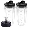 Blender Replacement Parts for Ni.nja -24oz Cups with 2 Spout lids,7 Fins Blender Blade,Perfect for N.utri Nin.ja Auto iQ (BL450-30/BL480-30/BL487 - BL492/CT680/BL642-30 /BL680A /NN100) Series,BN801